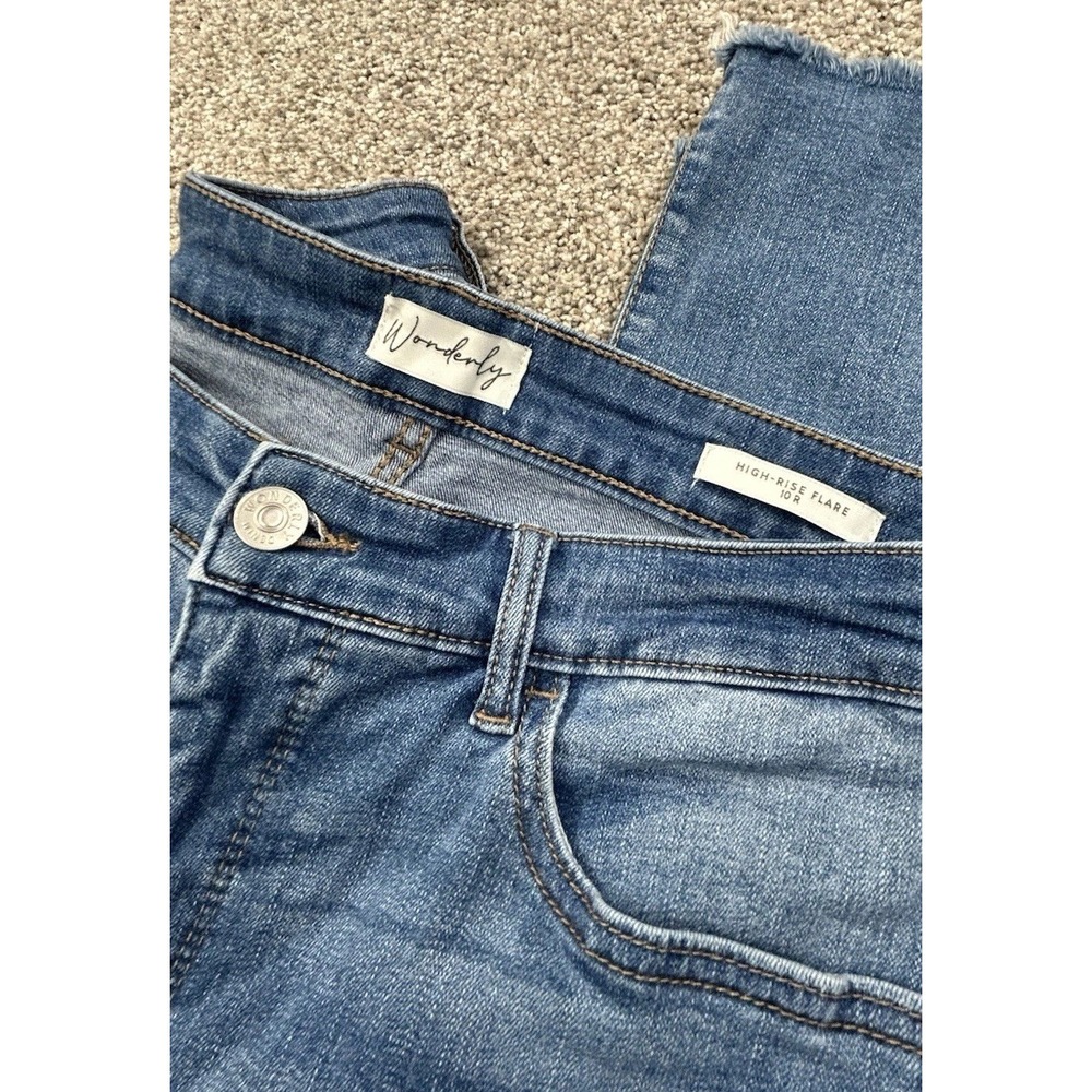 Wonderly High Rise Flare Jeans Womens 10‎ Distressed Raw Hem Boot Cut